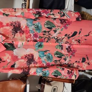 Dennis Basso Coral Floral Blouse